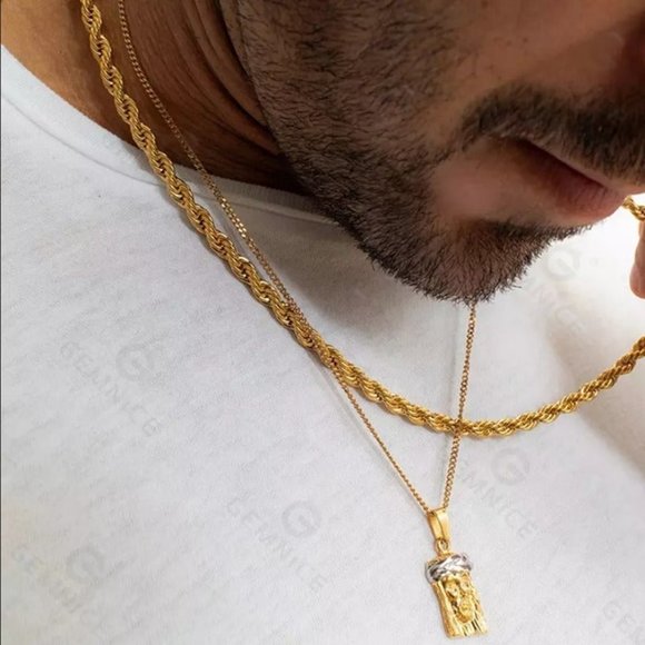 22" Mens 18K Gold Twisted Rope Style Chain Necklace 22 inch 18 Karat NEW Jewelr - Picture 5 of 9